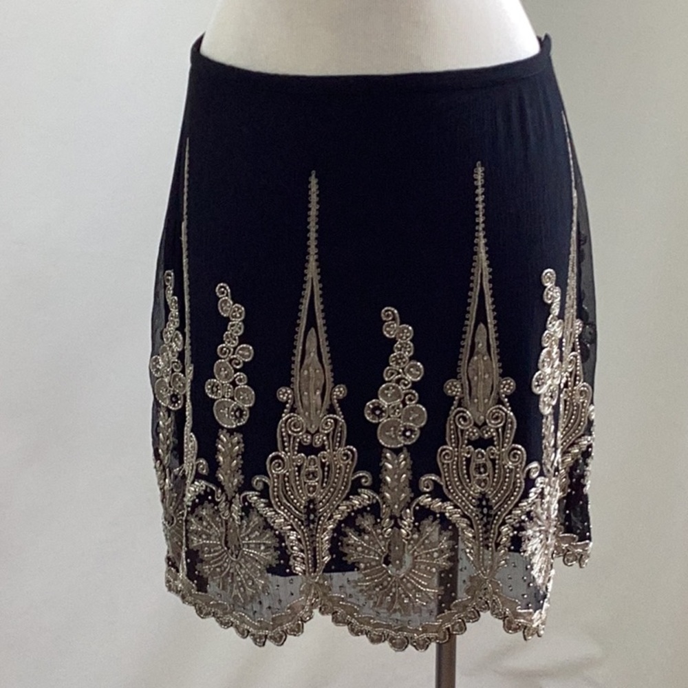 Stunning Silk Embroidered and Beaded Skirt